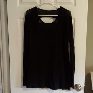 Black mesh open back stretch tunic